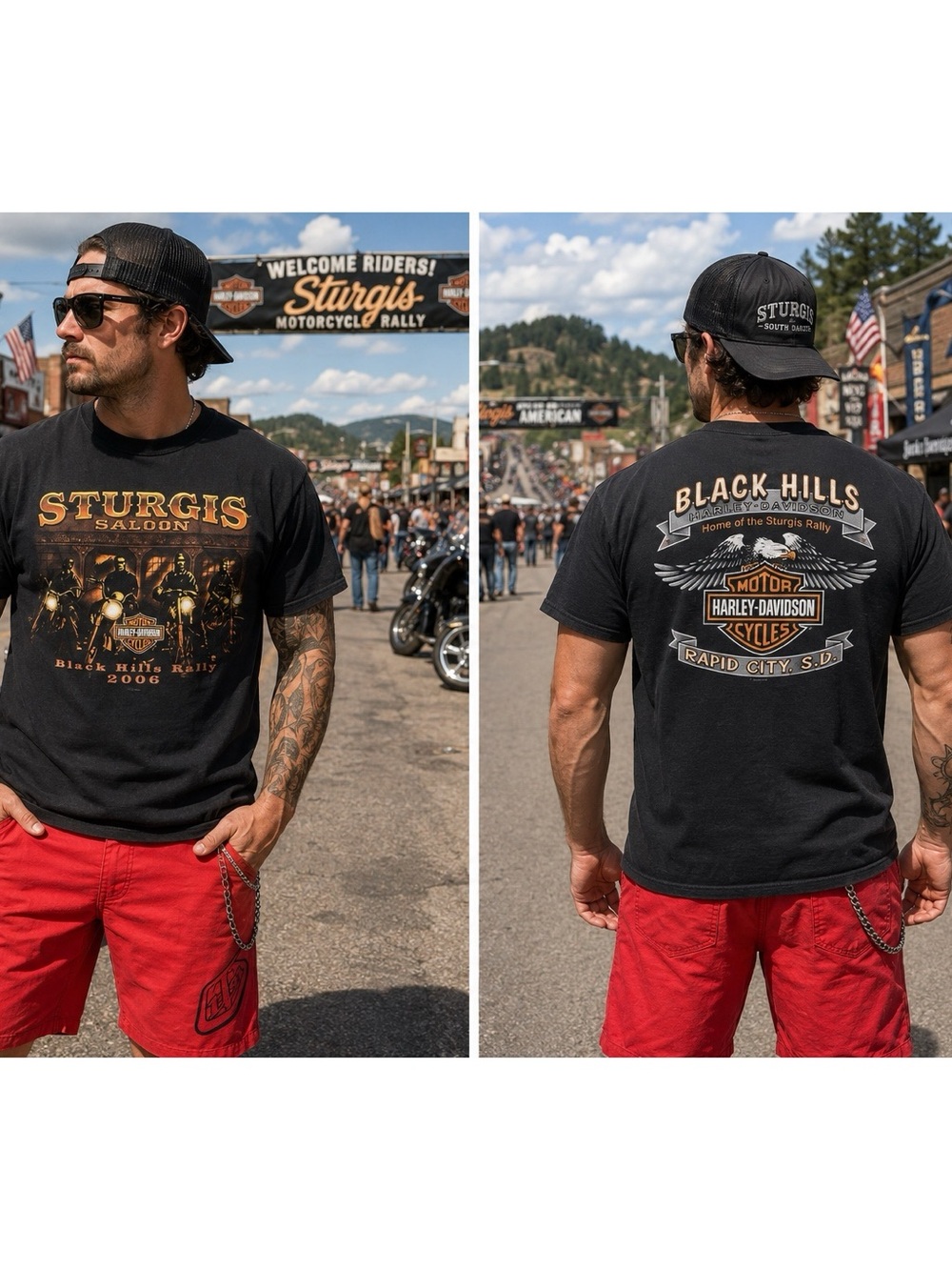 Vintage 2006 Harley-Davidson Sturgis Saloon Black Hills Rally T-Shirt XXL Black
